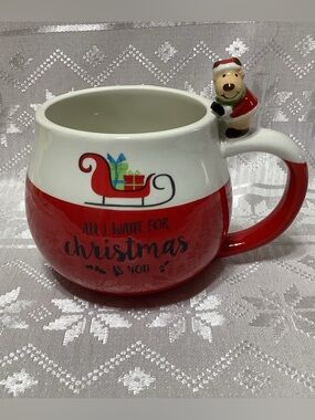 Christmas Sleigh Ceramic Mug with Bear Handle
